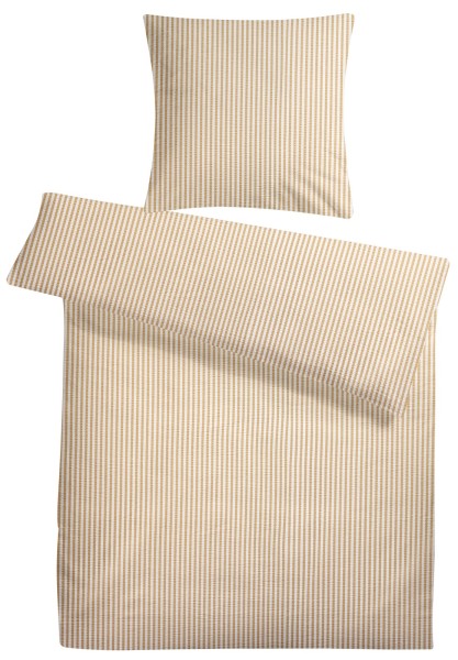 Seersucker Bettwäsche Streifen Creme aus 100% Baumwolle 135cm x 200cm + 1x (80cm x 80cm)
