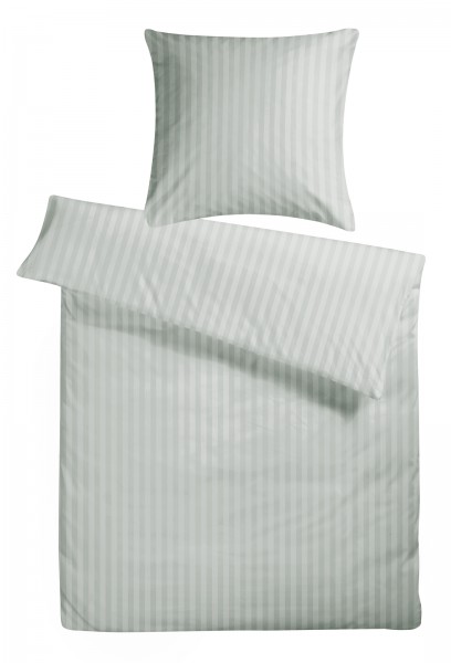 Damast Bettwäsche "Basic" aus 100% Baumwolle - Silber Streifen