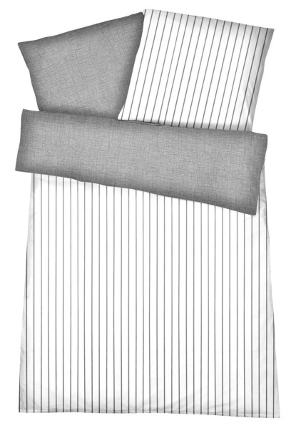 Interlock Jersey Wendebettwäsche Streifen Melange Grau aus 100% Baumwolle