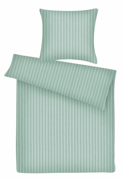 Damast Bettwäsche "Basic" aus 100% Baumwolle - Mintgrün Streifen