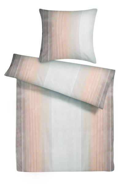 Mako Satin Bettwäsche Aquarell Streifen Grau aus 100% Baumwolle - 135 x 200 cm