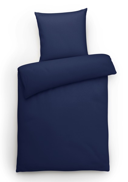 Interlock-Jersey Bettwäsche aus 100% Baumwolle - Dunkelblau Uni