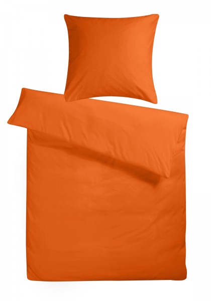 Mako-Satin Bettwäsche aus 100% Baumwolle - Uni Orange Basic