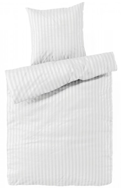 Damast Bettwäsche "Premium" aus 100% Baumwolle - Weiß Streifen