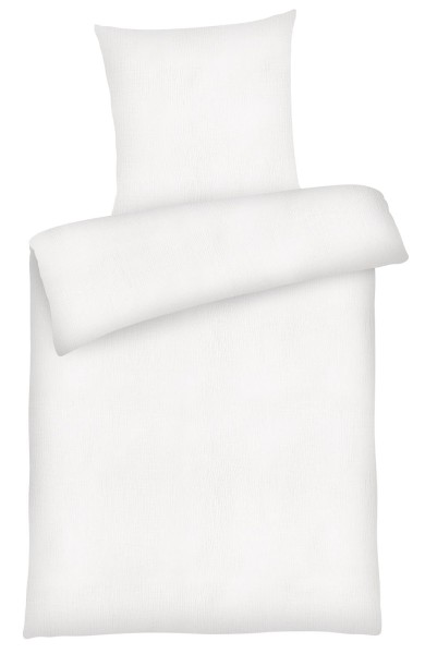 Musselin Bettwäsche aus 100% Baumwolle - Uni Weiß - 135x200 cm