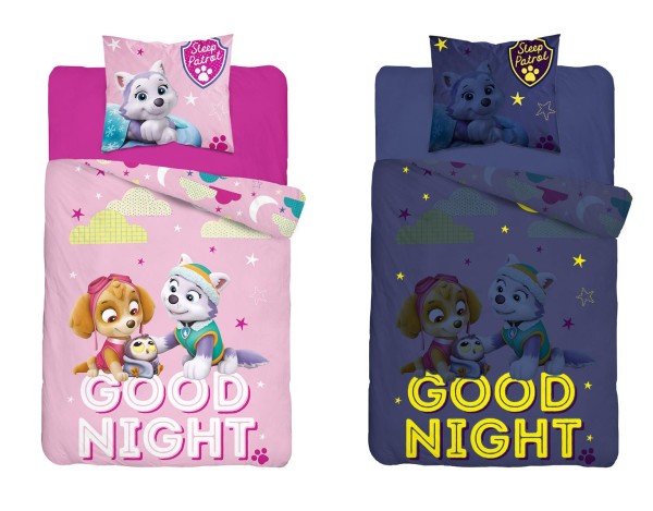 Kinder Bettwäsche aus 100% Baumwolle - Paw Patrol, Skye - Good Night - 135 x 200 cm