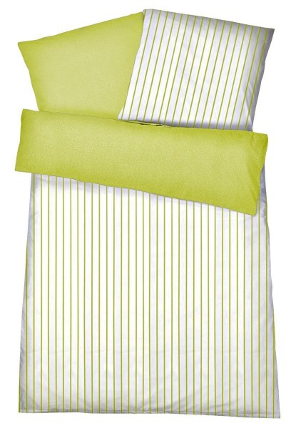 Interlock Jersey Wendebettwäsche Streifen Melange Grün aus 100% Baumwolle
