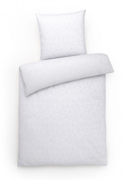 Damast Bettwäsche aus 100% Baumwolle - Ornamente Modern Weiß