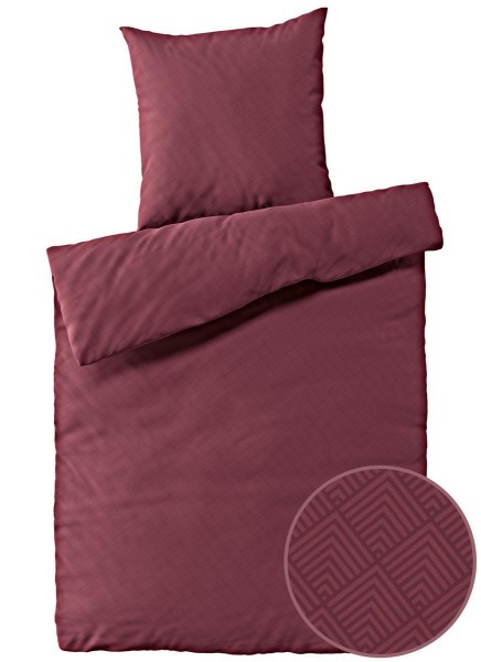 Mako-Satin Bettwäsche aus 100% Baumwolle - Uni mit Muster Rosenholz
