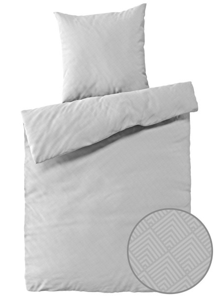 Mako-Satin Bettwäsche aus 100% Baumwolle - Uni mit Muster Grau