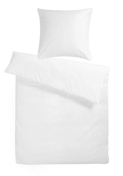 Mako-Satin Bettwäsche aus 100% Baumwolle - Uni Weiß
