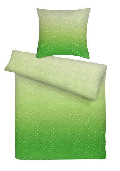 Mako Satin Bettwäsche Punkte Grün aus 100% Baumwolle - 135 x 200 cm