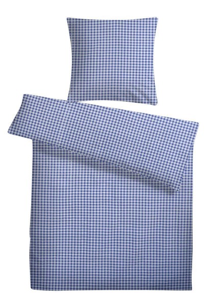 Seersucker Bettwäsche aus 100% Baumwolle - Blau/Weiß kariert