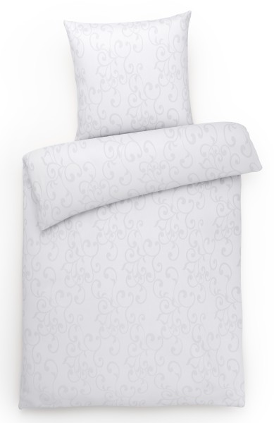 Damast Bettwäsche aus 100% Baumwolle - Ornamente Klassik Weiß