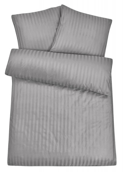 Damast Bettwäsche "Premium" aus 100% Baumwolle - Grau Streifen