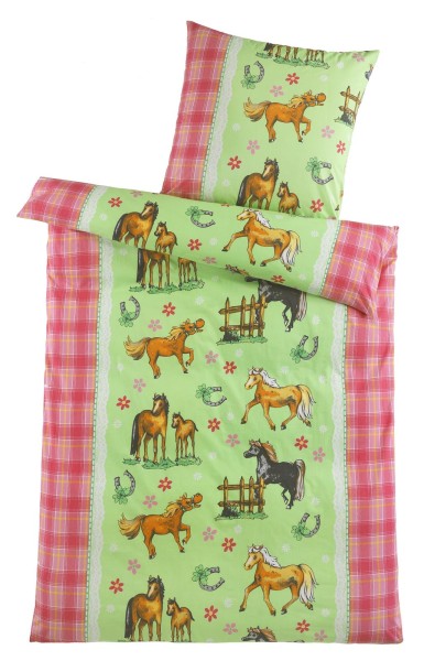 Kinder-Bettwäsche aus 100% Polyester - Pferde 135 x 200 cm