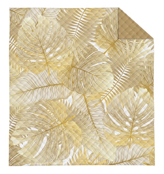 Tagesdecke aus 100% Polyester - Blätter Gold -