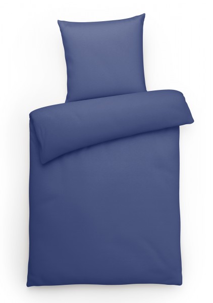 Interlock Jersey Bettwäsche Blau Uni aus 100% Baumwolle
