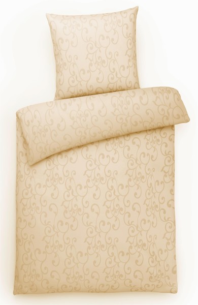 Damast Bettwäsche aus 100% Baumwolle - Ornamente Klassik Creme