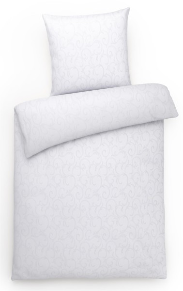 Damast Bettwäsche aus 100% Baumwolle - Ornamente Modern Weiß