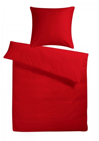 Mako-Satin Bettwäsche aus 100% Baumwolle - Uni Rot Basic