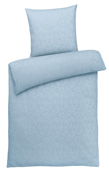 Damast Bettwäsche aus 100% Baumwolle - Ornamente Modern Blau