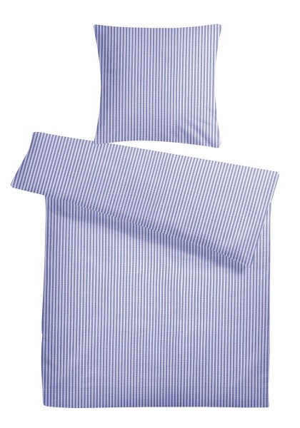 Seersucker Bettwäsche Streifen Blau aus 100% Baumwolle