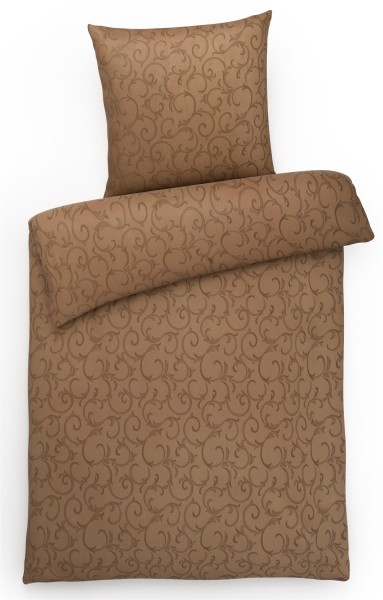 Damast Bettwäsche aus 100% Baumwolle - Ornamente Modern Braun