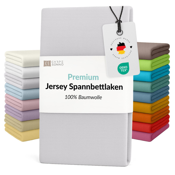 Fein-Jersey Bettlaken 140x200 - 160x200 cm aus 100% Baumwolle – Silber