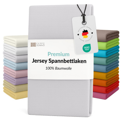Fein-Jersey Bettlaken 140x200 - 160x200 cm aus 100% Baumwolle – Silber