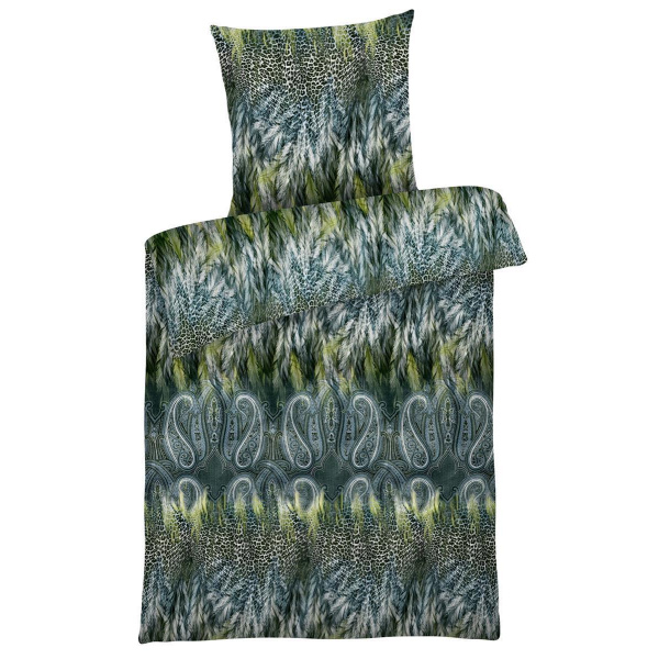 Mako-Satin Bettwäsche aus 100% Baumwolle - Feder Grün