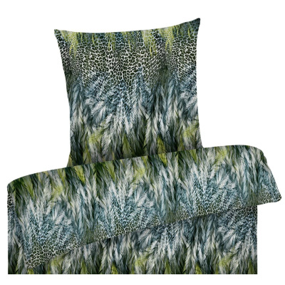 Mako-Satin Bettwäsche aus 100% Baumwolle - Feder Grün
