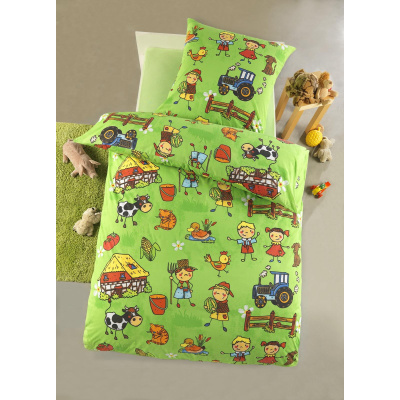 Renforce Kinder-Bettwäsche aus 100% Baumwolle - Bauernhof 135 x 200 cm