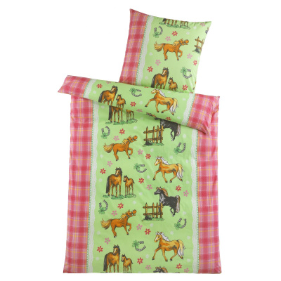 Kinder-Bettwäsche aus 100% Polyester - Pferde 135 x 200 cm