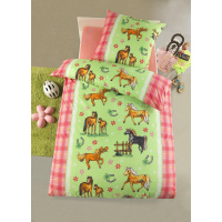 Kinder-Bettwäsche aus 100% Polyester - Pferde 135 x 200 cm