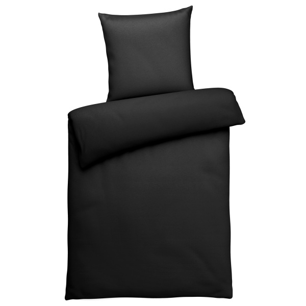 Interlock Jersey Bettwäsche Schwarz Uni aus 100% Baumwolle 135cm x 200cm + 1x (80cm x 80cm)