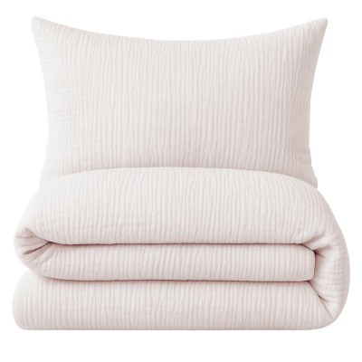 Musselin Bettwäsche aus 100% Baumwolle - Uni Zart-Rosa - 135x200 cm