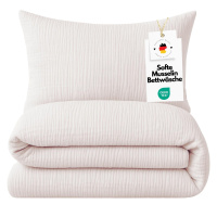 Musselin Bettwäsche aus 100% Baumwolle - Uni Zart-Rosa - 135x200 cm