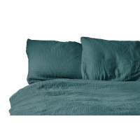 Musselin Bettwäsche aus 100% Baumwolle - Uni Petrol 135x200 cm