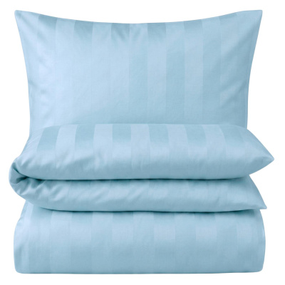 Damast Bettwäsche "Premium" aus 100% Baumwolle - Blockstreifen 135 x 200 cm Blau