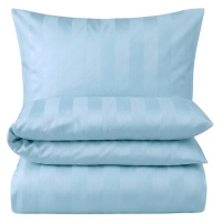 Damast Bettwäsche "Premium" aus 100% Baumwolle - Blockstreifen 135 x 200 cm Blau