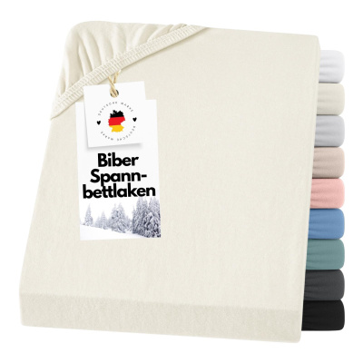 Feinbiber Spannbettlaken 140x200 cm aus 100% Baumwolle – Creme