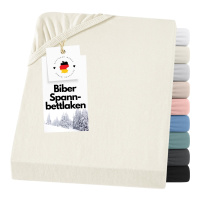 Feinbiber Spannbettlaken 140x200 cm aus 100% Baumwolle – Creme