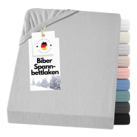 Feinbiber Spannbettlaken 200x200 cm aus 100% Baumwolle – Hellgrau/Silber