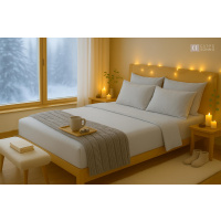 Feinbiber Spannbettlaken 200x200 cm aus 100% Baumwolle – Hellgrau/Silber