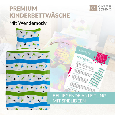 Leuchtende Kinder-Bettwäsche mit Spieleseite, 100% Baumwolle - KICK IT - 135x200 cm