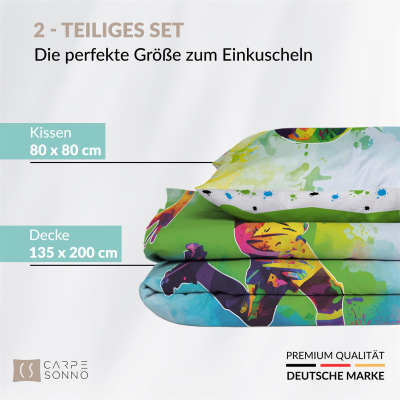 Leuchtende Kinder-Bettwäsche mit Spieleseite, 100% Baumwolle - KICK IT - 135x200 cm