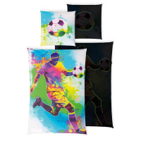 Leuchtende Kinder-Bettwäsche mit Spieleseite, 100% Baumwolle - KICK IT - 135x200 cm