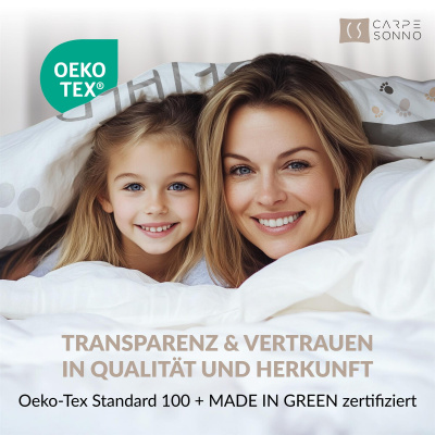 Leuchtende Kinder-Bettwäsche mit Spieleseite, 100% Baumwolle - HUND & KATZE - 135x200 cm