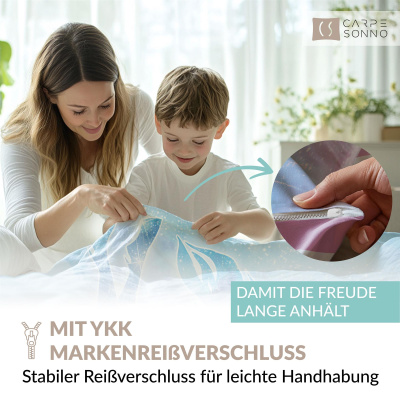 Leuchtende Kinder-Bettwäsche mit Spieleseite, 100% Baumwolle - EINHORN - 135x200 cm